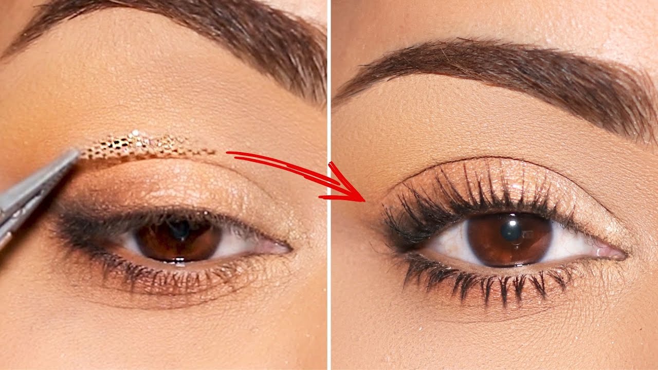 Beginner using double eyelid tape for a natural crease look.