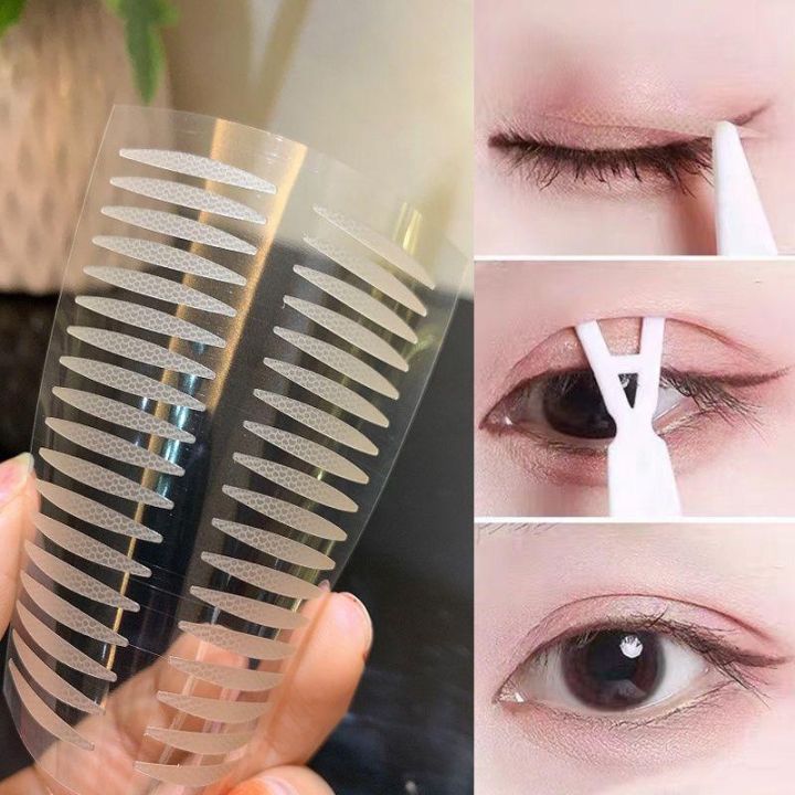  Applying double eyelid glue to form a temporary crease.