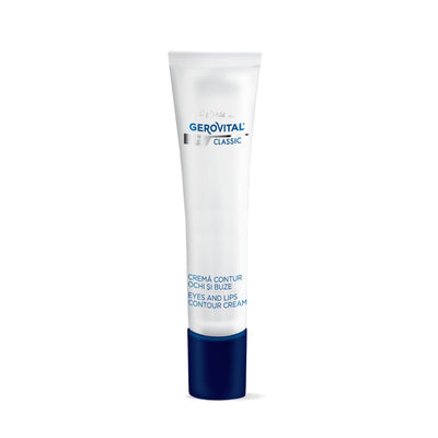 GEROVITAL CLASSIC Anti-wrinkle around Eyes and Lips Lifting Cream with Hyaluronic Acid, Vitamin E and Juvinity™ for Dark Circles, Fine Lines & Wrinkles, 15 ml