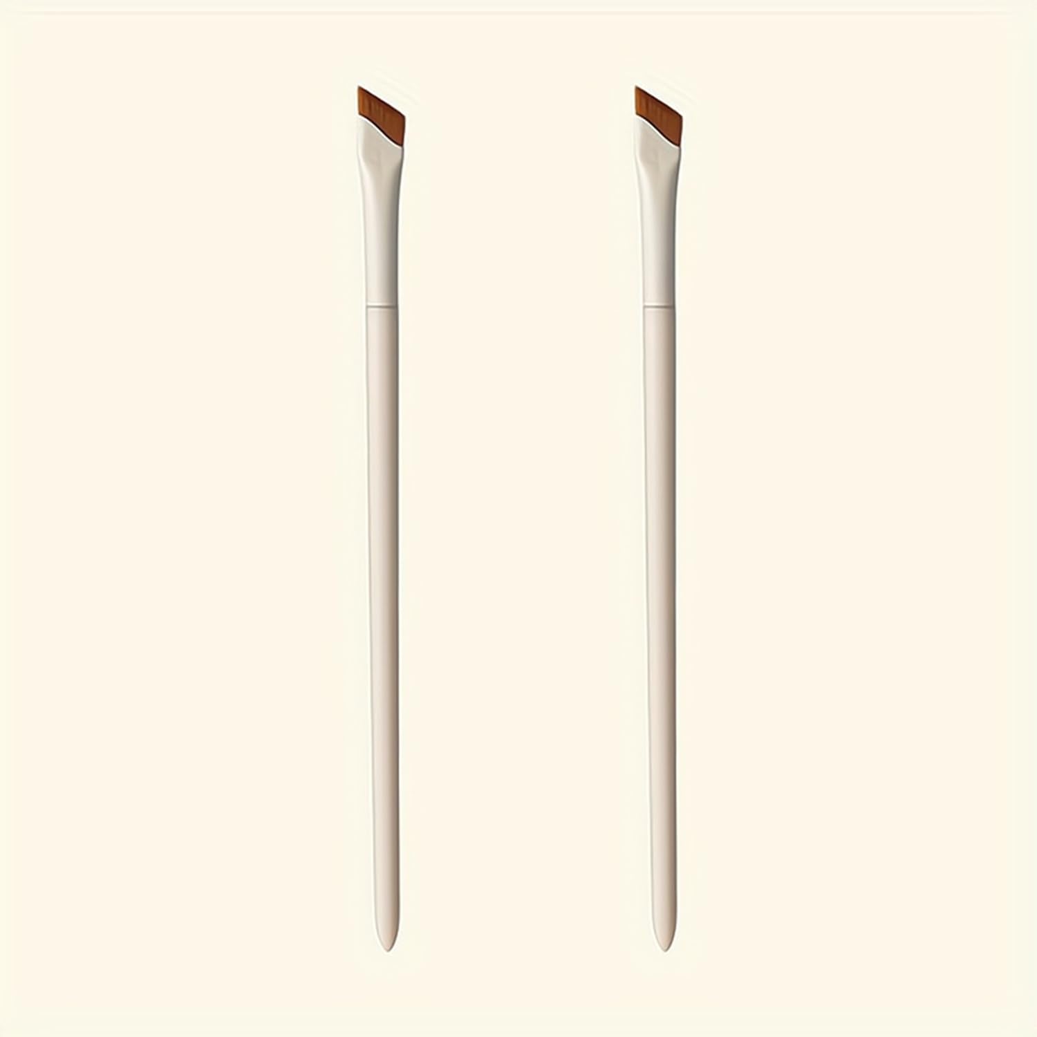 2 Pack Blade Eyeliner Brush Set, Ultra Thin Precision Angled Eyebrow Brushes with Synthetic Nylon Bristles,White