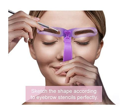 1Pc Pouple Eyebrow Shaping Kit,Eyebrow Template，8 Styles Reusable Eyebrow Stencil with Handle and Strap, Washable, Eyebrow Color, Eyes