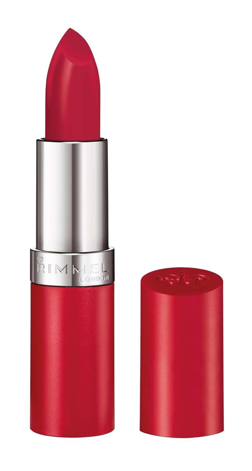 Rimmel Lasting Finish Lipstick | Up to 8 Hours of Intense Lip Color with Color Protect Technology and Exclusive Black Diamond Complex | 0.14 fl oz (Pack of 1) | 002 Candy