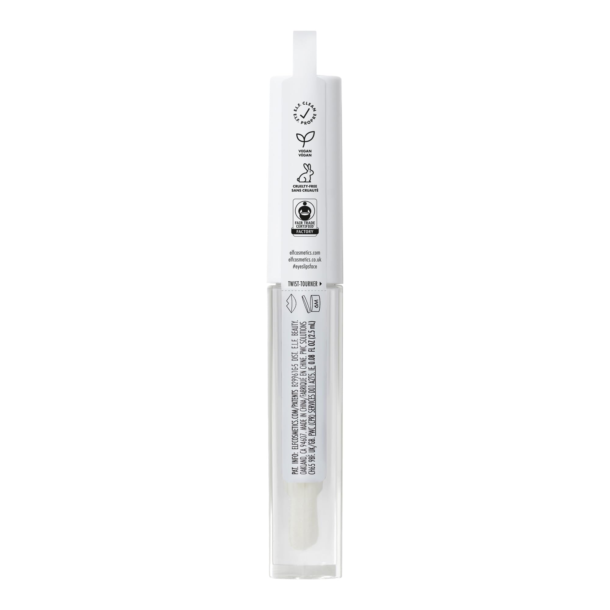 e.l.f. Lip Lacquer, Hydrating Lip Gloss, Non-Sticky Ultra-Shine with Vitamin A & E, Vegan & Cruelty-Free, Clear