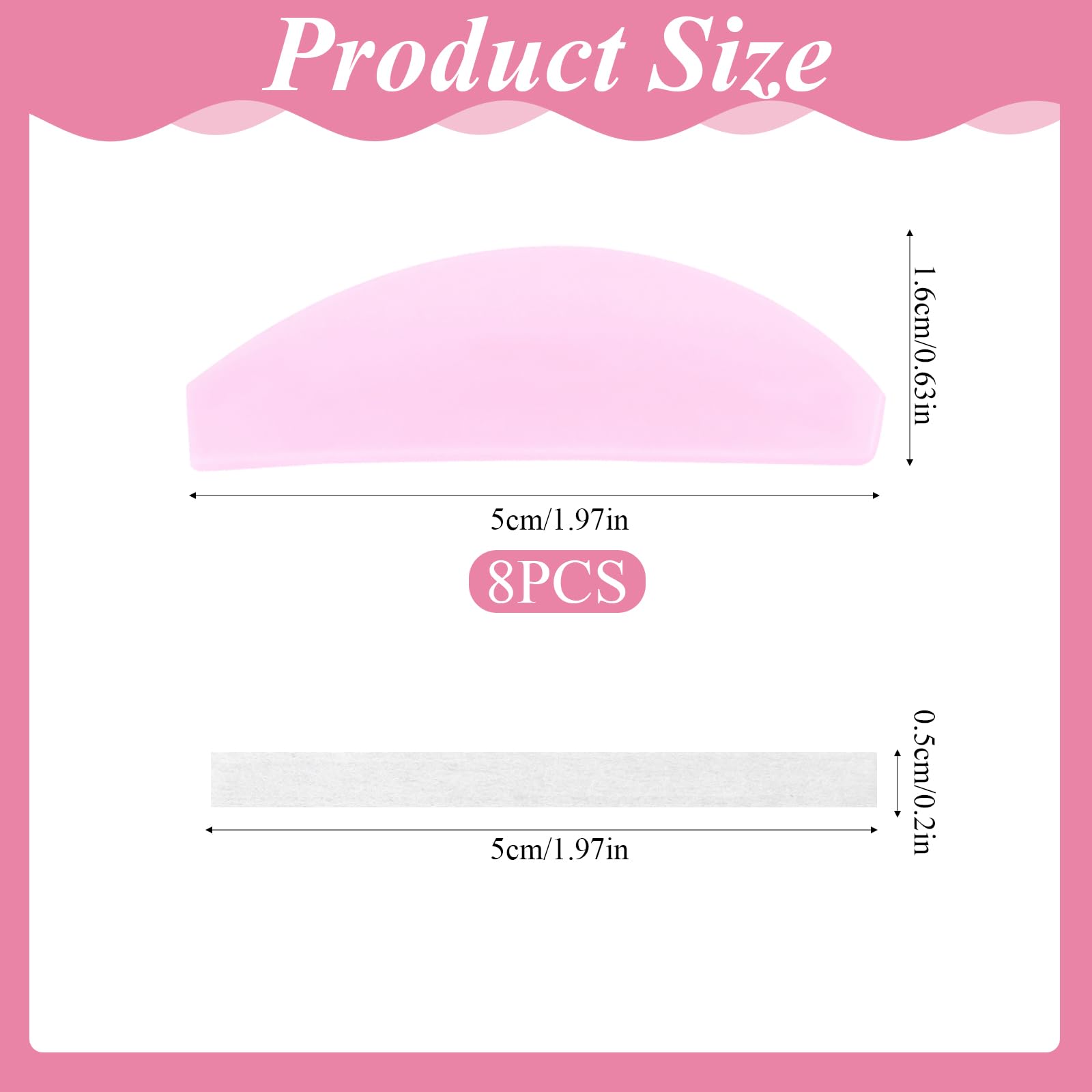 8Pcs Lash Lift Shields Flat, 1mm Thin Korean Lash Lift Pad for Eyelash Straightening and Lifting Super Sticky Glueless Reusable Silicone Lashes Rod with 1000pcs Papers for Eyelash Lamination Salon Use