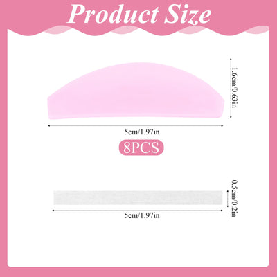 8Pcs Lash Lift Shields Flat, 1mm Thin Korean Lash Lift Pad for Eyelash Straightening and Lifting Super Sticky Glueless Reusable Silicone Lashes Rod with 1000pcs Papers for Eyelash Lamination Salon Use