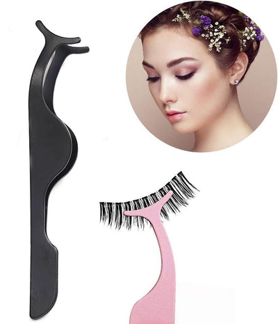 Eyelashes Tweezers Professional Eyelash Extension Curlers 3PCS False Eyelash Applicator Tool Remover Clip Stainless Steel(Black, Champagne Purple,Assorted Color)