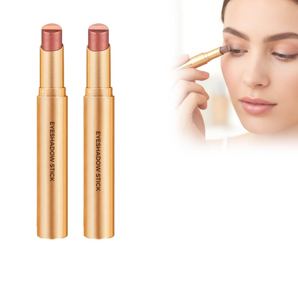 2 Pack 3 Color Eyeshadow Stick, 2025 New Cream Eyeshadow, Shimmer shadow for Day and Night, Portable Glitter shadow for Women (Matte + Pearlescent)