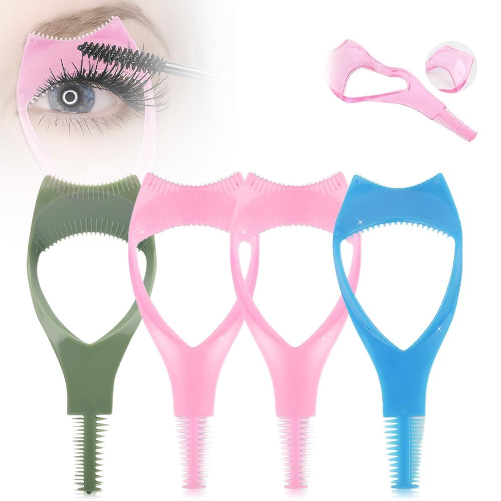 Eyelashes Tools Mascara Shield Applicator Guard 3 in 1, 2026 Upgrade Cosmetic Mascara Shield Applicator Eyelash Comb, Mascara Guard Tool Eye Lash Applicator Makeup Cosmetic (4 Pcs)