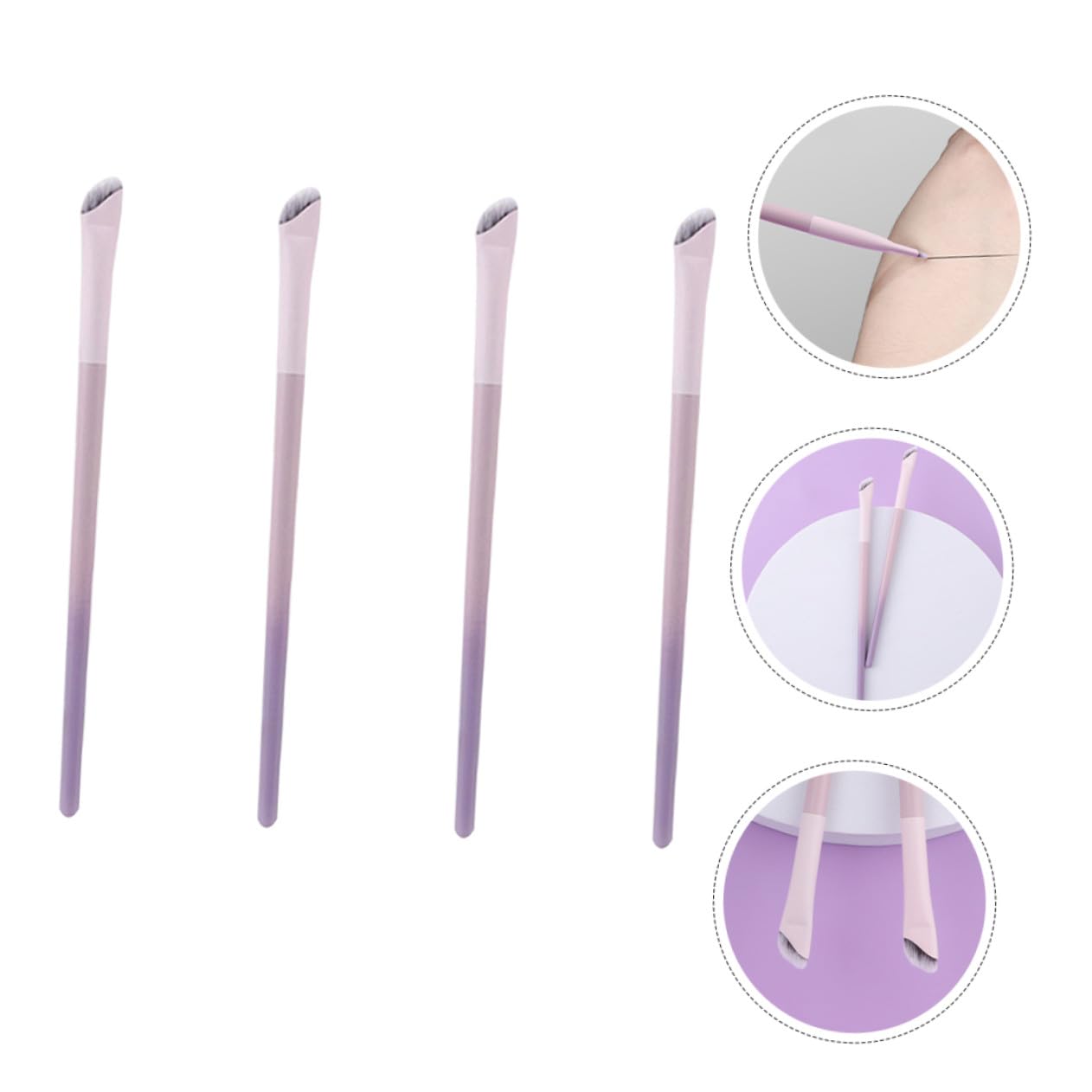 4pcs Angled Eyeliner Brush Eye Shadow and Brow Makeup Tools Soft Artificial Handle Practical for Precise Application and Easy Carry