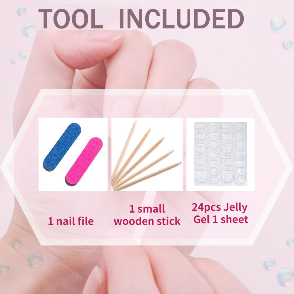Medium - press on nails Maglfell Luxury Almond 3D False Nails Women Reusable Acrylic Finger Printed Nail Tip French Salon handmade Design Artificial fake nails -M-size