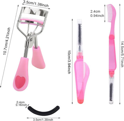 14 Pc Eyelash Set, 3 in 1 Eyelash Curler with Comb & Brush, Refill Pads & Applicator Tool