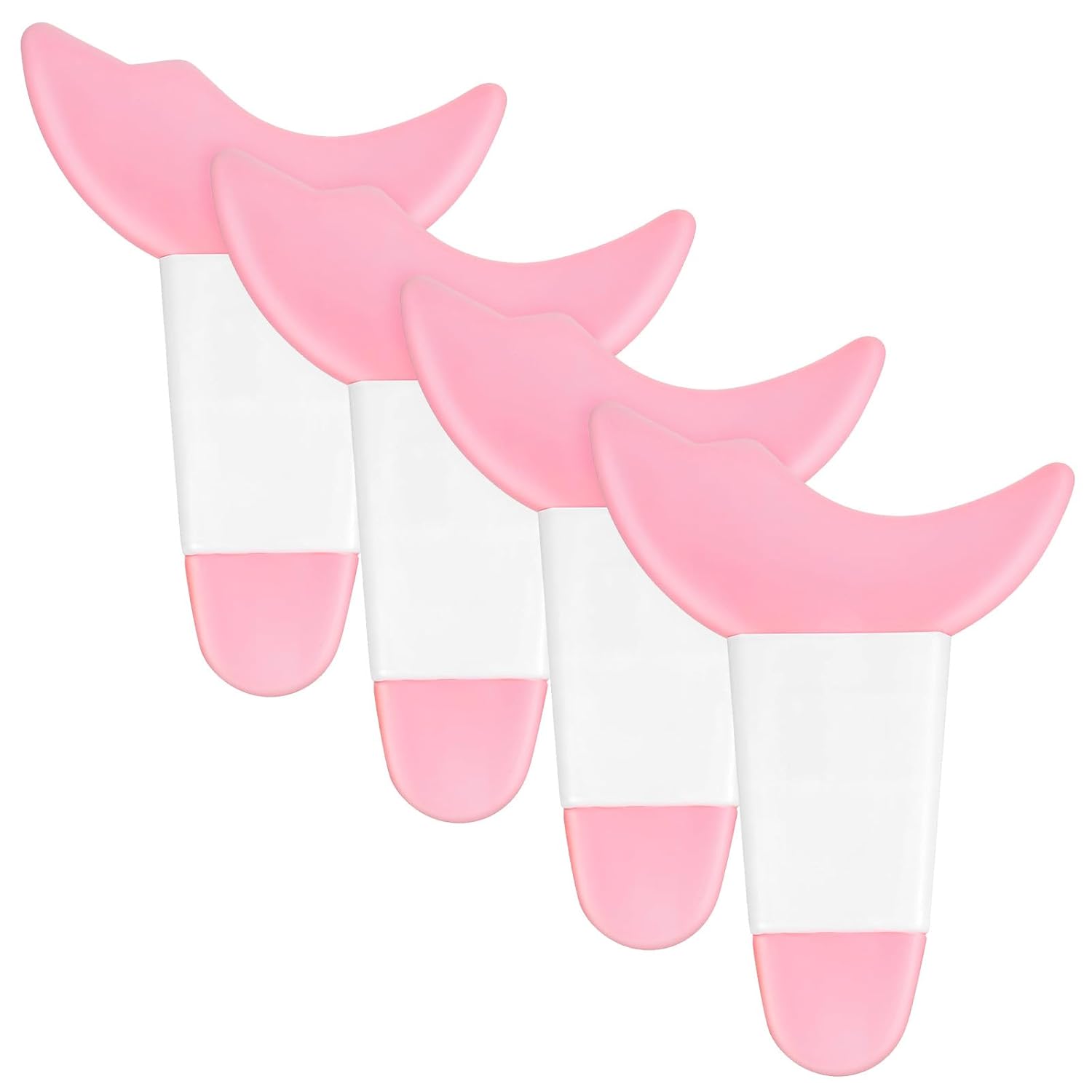4 PCS Mascara Eyelash Applicator Guard Tool, Reusable Silicone Eyeliner Aid Mascara Shield Pink Eyelash Lipstick Eyeshadow Applicators Aid Tool Multifunctional Makeup Stencil for Women, Beginners