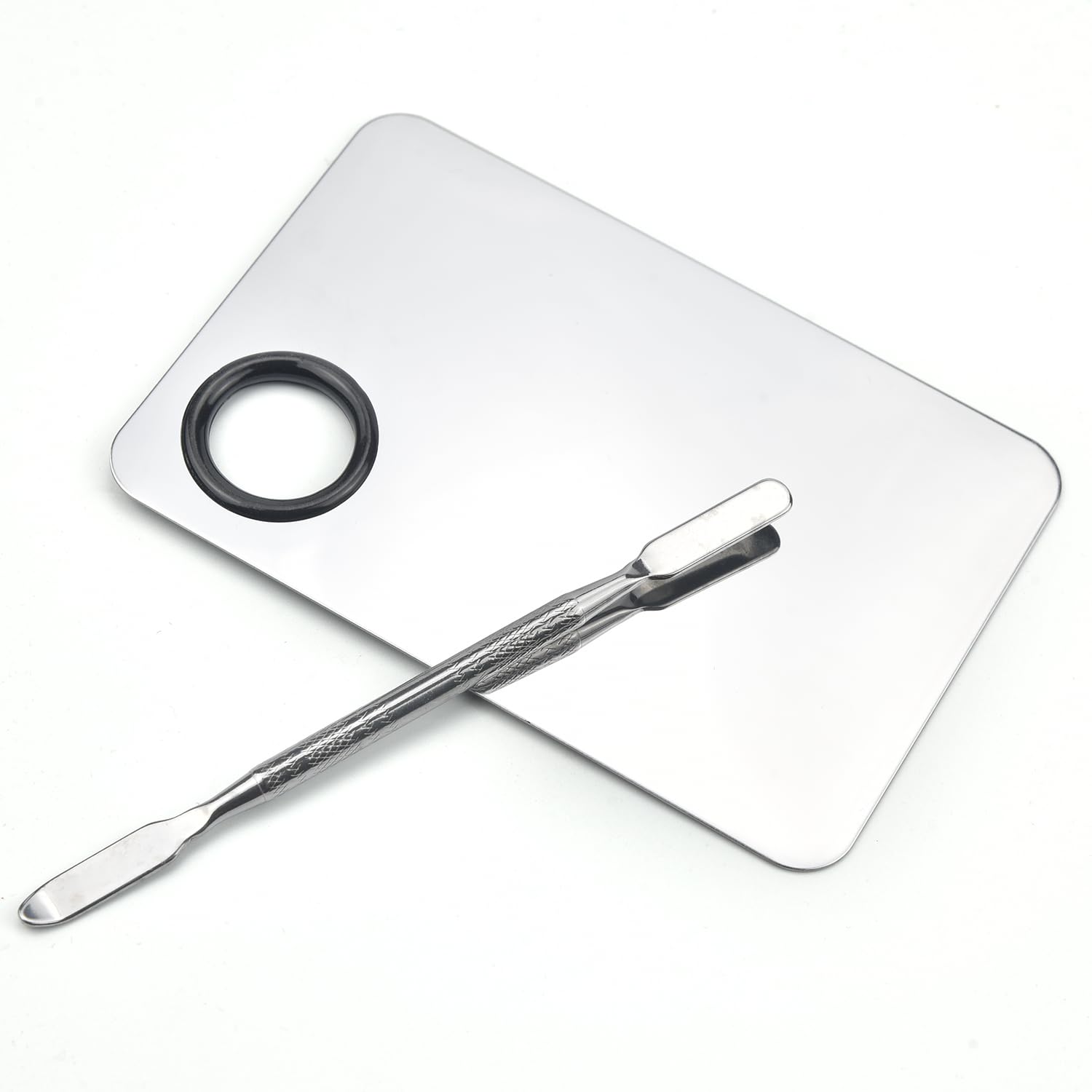 Makeup Mixing Palette, Stainless Steel Makeup Palette, Professional Cosmetic Mixing Makeup Palette Spatula Makeup Artist Tool (Small)