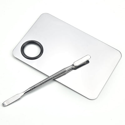 Makeup Mixing Palette, Stainless Steel Makeup Palette, Professional Cosmetic Mixing Makeup Palette Spatula Makeup Artist Tool (Small)