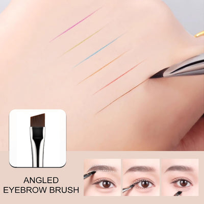 Eyebrow Brush, KINGMAS Professional Double-Ended Angled Eye Brow Brush and Spoolie Brush (Black)