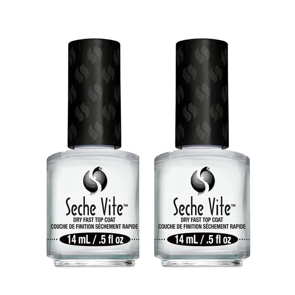 Seche Vite Dry Fast Top Coat for Nail Polish and Manicure (2 pack, 0.5 fl oz)