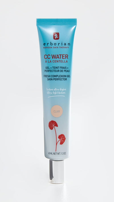 Erborian CC Water with Hyaluronic Acid, Clair - Ultra-Light Aqua Gel Color Corrector with Centella Asiatica & Hyaluronic Acid - Plump, Softer & Hydrated Skin - Korean Skincare Skin Perfector - 1.3 Oz