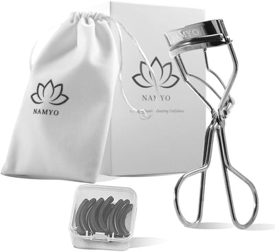 Eyelash Curler – Pearl Silver | Premium Lash Curler with 10 Silicone Refills, Satin Travel Pouch & Magnetic Gift Box | No-Pinch, Natural Curl