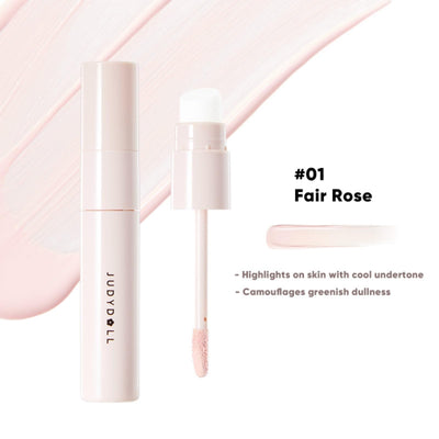 JUDYDOLL Liquid Contour & Highlighter,Face Sculpting Liquid Highlighter & Contour With Brush, Anti-Smudge & Brightening, Long-Lasting,For Cool Undertone (01 Fair Rose)