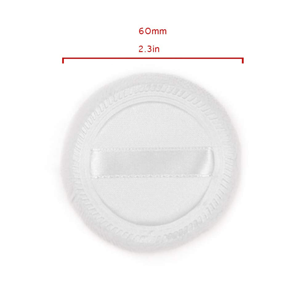 10pcs Powder Puff Cotton Cosmetic Powder Face Makeup Puffs Pads with Ribbon for Loose and Foundation 2.36 inch. (White)