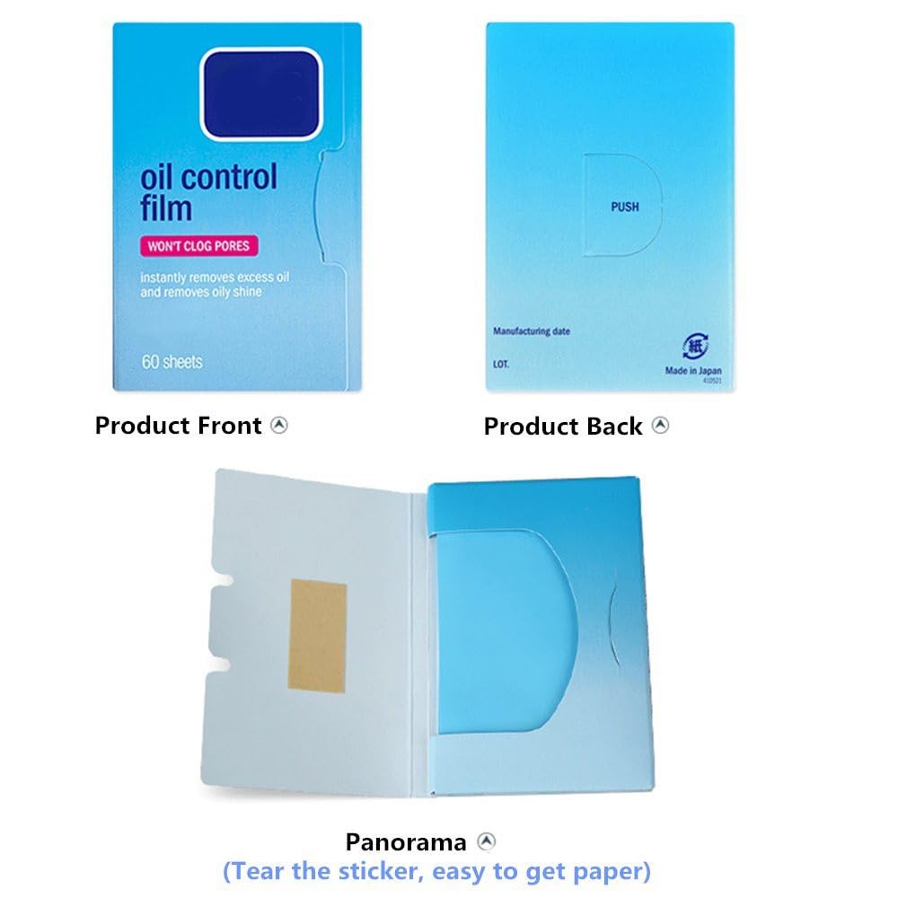 2 Packs Oil Blotting Sheets for Face (120 Sheets) - Oil Absorbing Blotting Papers for Oily Skin, Makeup-Friendly & Portable Oil Wipes