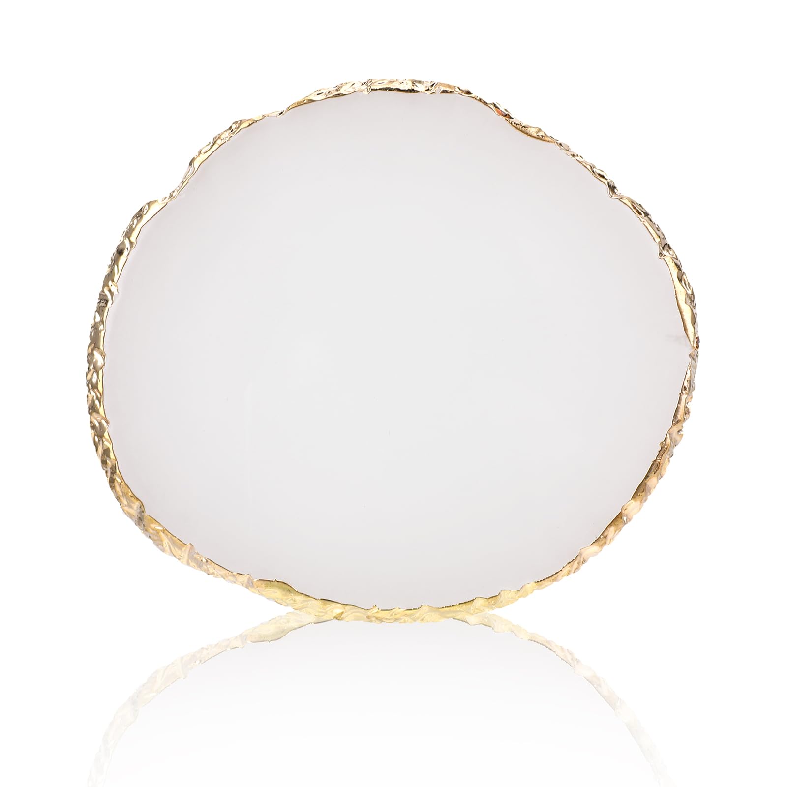 Ouligay Resin Art Palette Makeup Mixing Palette Gold Edge Nail Art Tool Gel Design Nail Art Makeup Mixing Tray DIY (White)