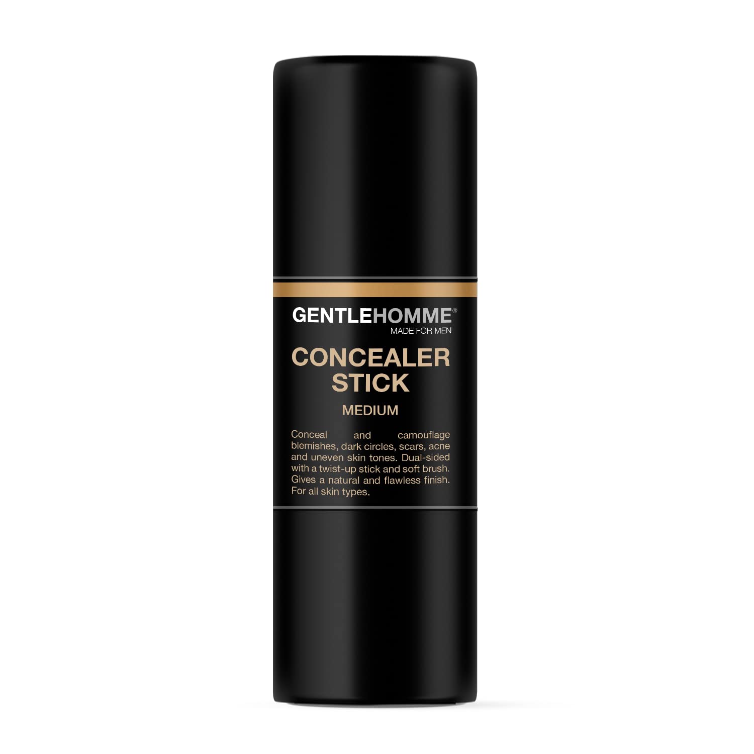 Concealer Stick with Brush for Men - Eraser Dark Circles - Men’s Multi-Use Concealer - Dual Sided Full Coverage with Soft Brush - Buildable Coverage Makeup - All Skin Types - (Medium)