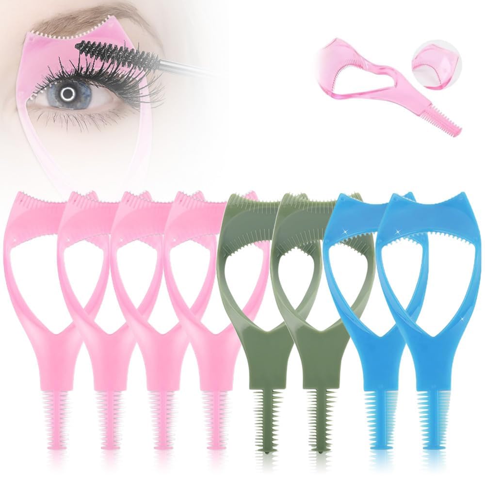 Eyelashes Tools Mascara Shield Applicator Guard 3 in 1, 2026 Upgrade Cosmetic Mascara Shield Applicator Eyelash Comb, Mascara Guard Tool Eye Lash Applicator Makeup Cosmetic (4 Pcs)