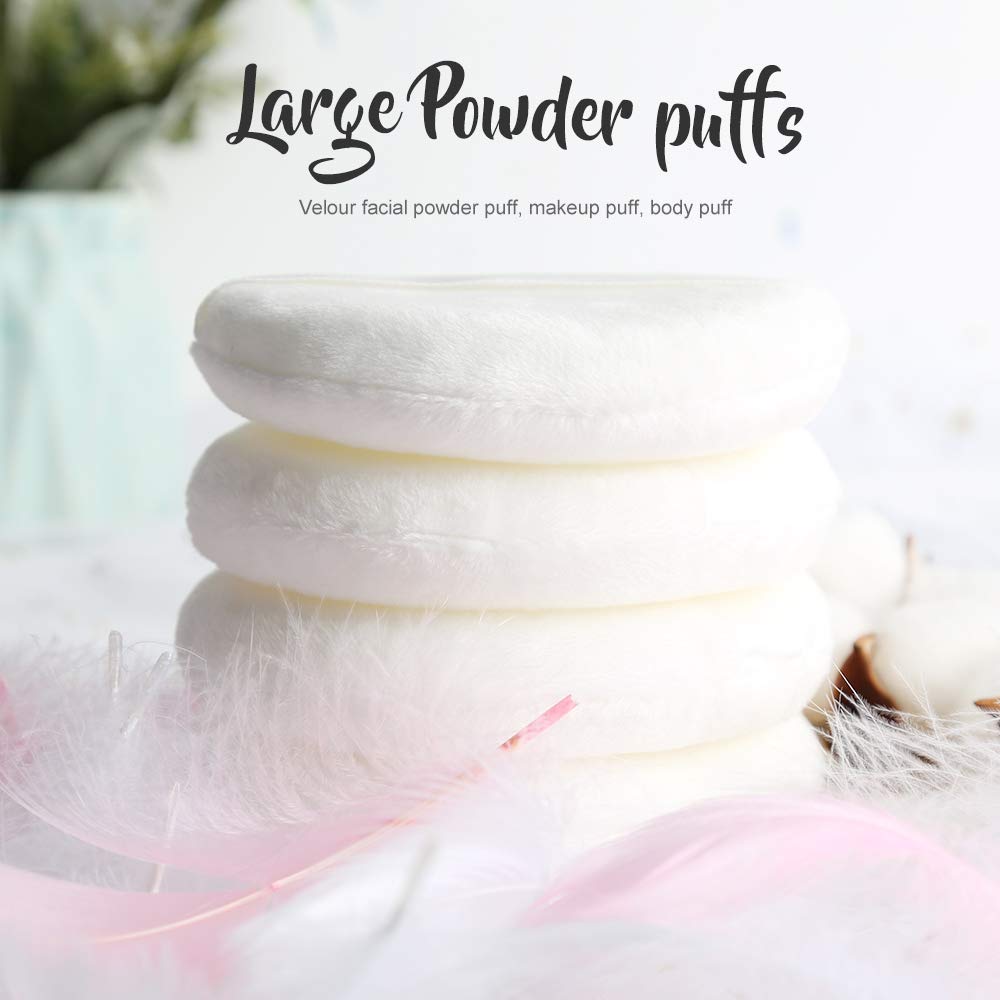 Teenitor 4.13 Inch Ultra Soft Washable Large Round Velour Powder Puff for Body Loose Powder, 4 Pcs