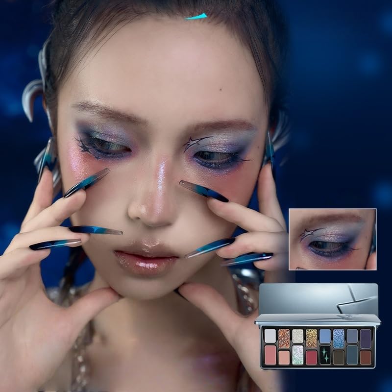 Cheeryep Qianyan 16 Color Eye Shadow Palette Pink Brown Cowboy Blue Multicolor Matte Pearl Smoky Eye Makeup Palette (15, 16g)