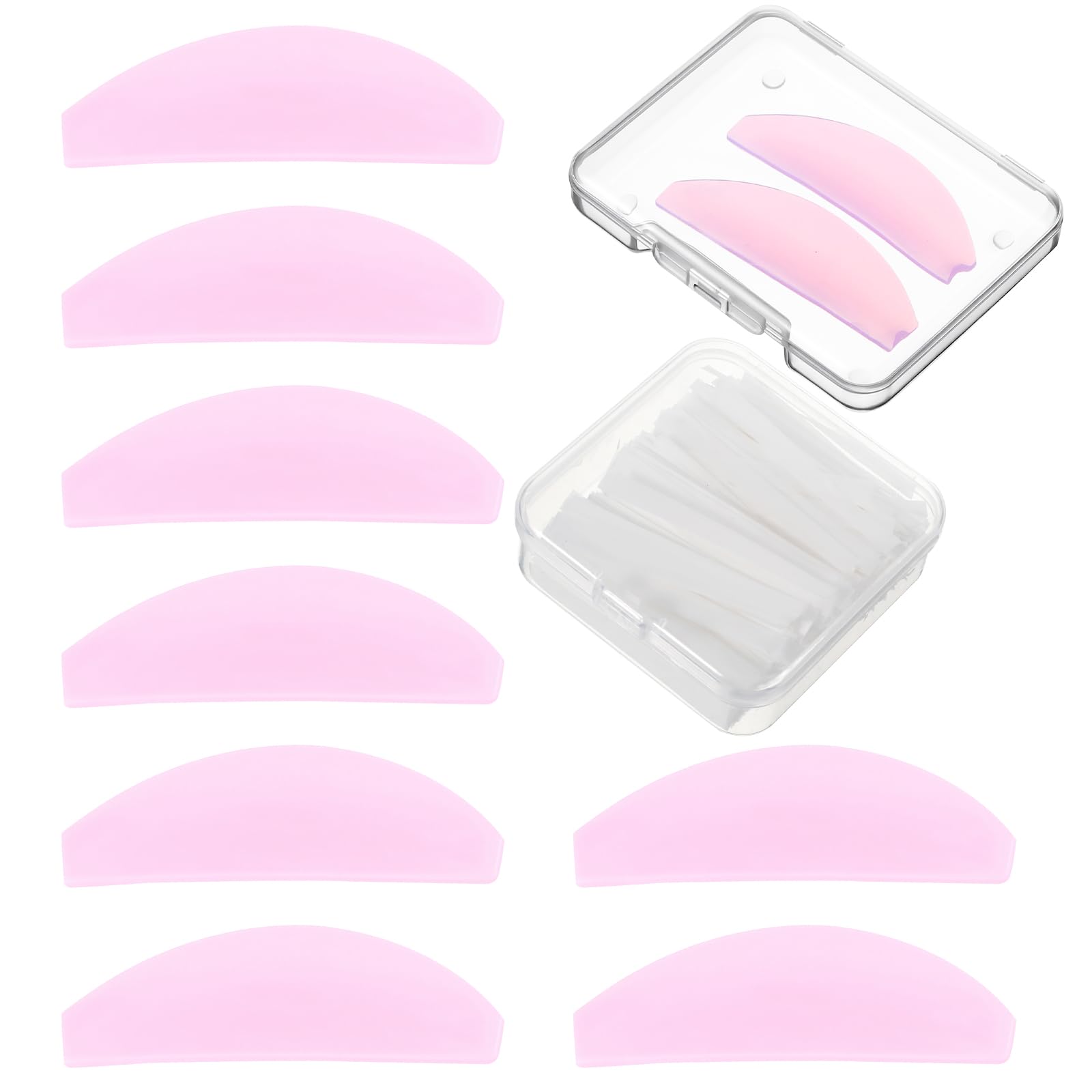 8Pcs Lash Lift Shields Flat, 1mm Thin Korean Lash Lift Pad for Eyelash Straightening and Lifting Super Sticky Glueless Reusable Silicone Lashes Rod with 1000pcs Papers for Eyelash Lamination Salon Use