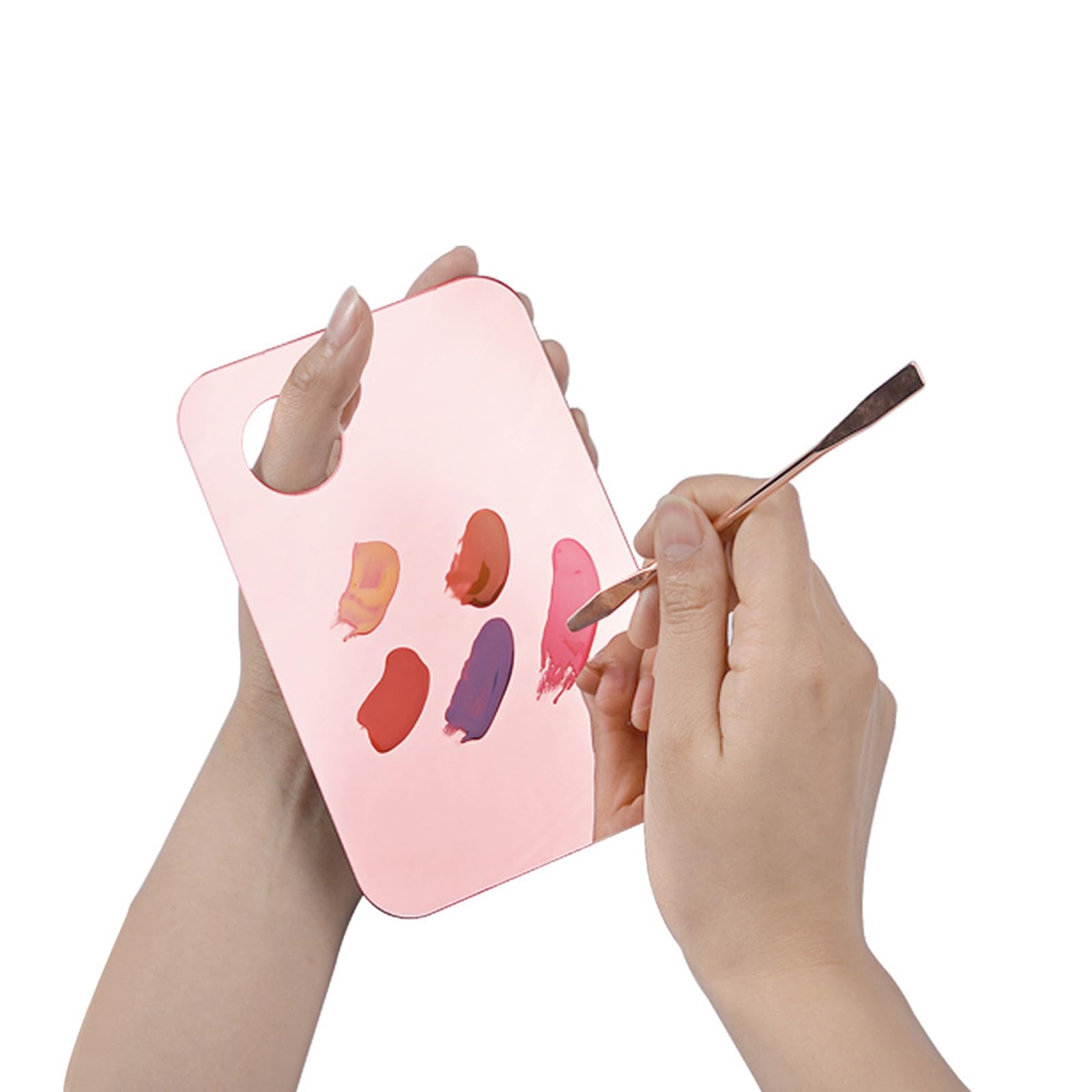 Mcduyant 4 Pcs Makeup Mixing Tray Makeup Palette with Makeup Spatula Makeup Mixing Palette Foundation Palette for Eye Shadow Lipsticks Nail Art Beauty Salon (Gold and Transparent)
