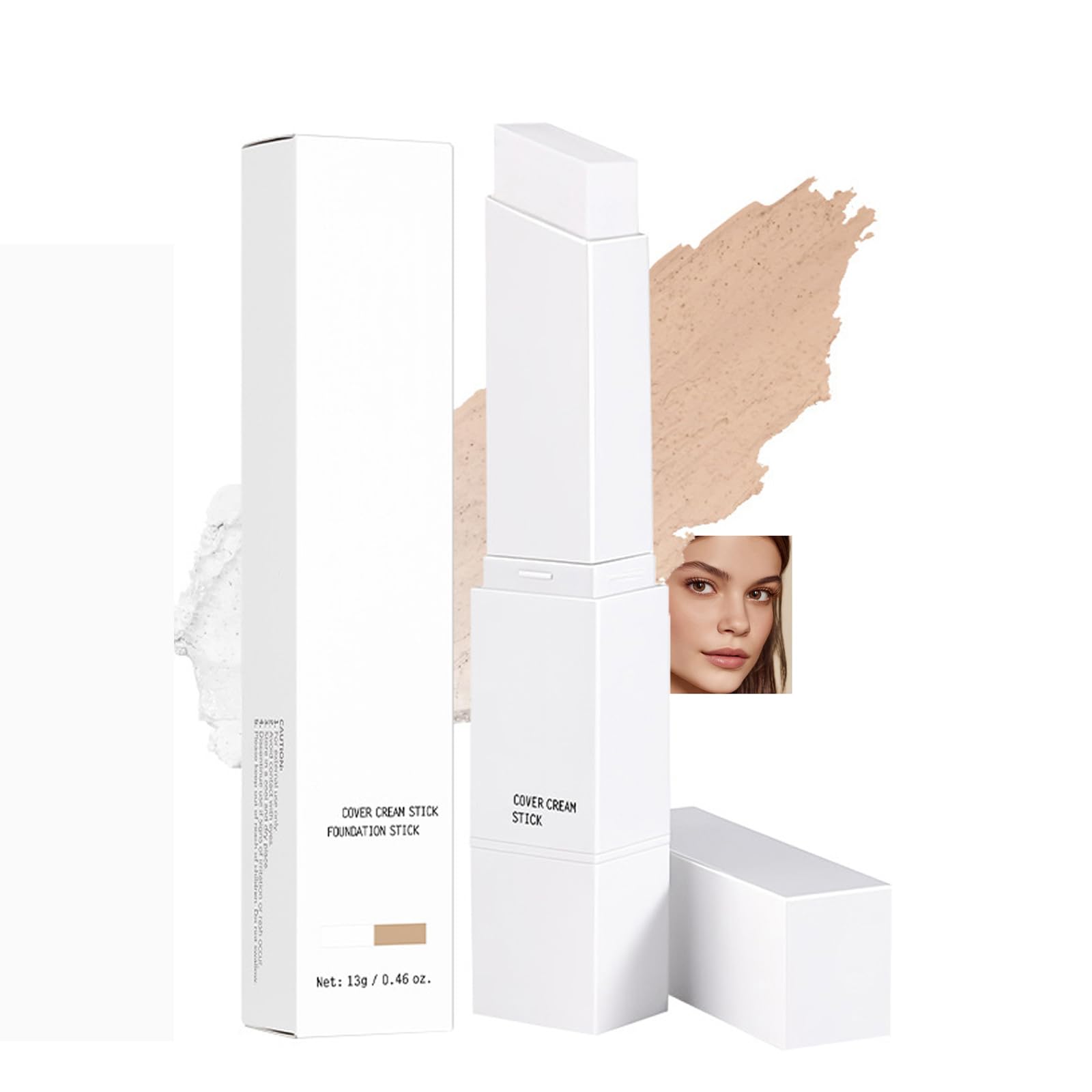 Easilydays Cover Cream Stick, Korean Portable Color-Changing Foundation Stick, Medium to Full Coverage, Brightening Makeup Base for a Smooth Hydrating Flawless Look, SoftBrush,#3 Natural