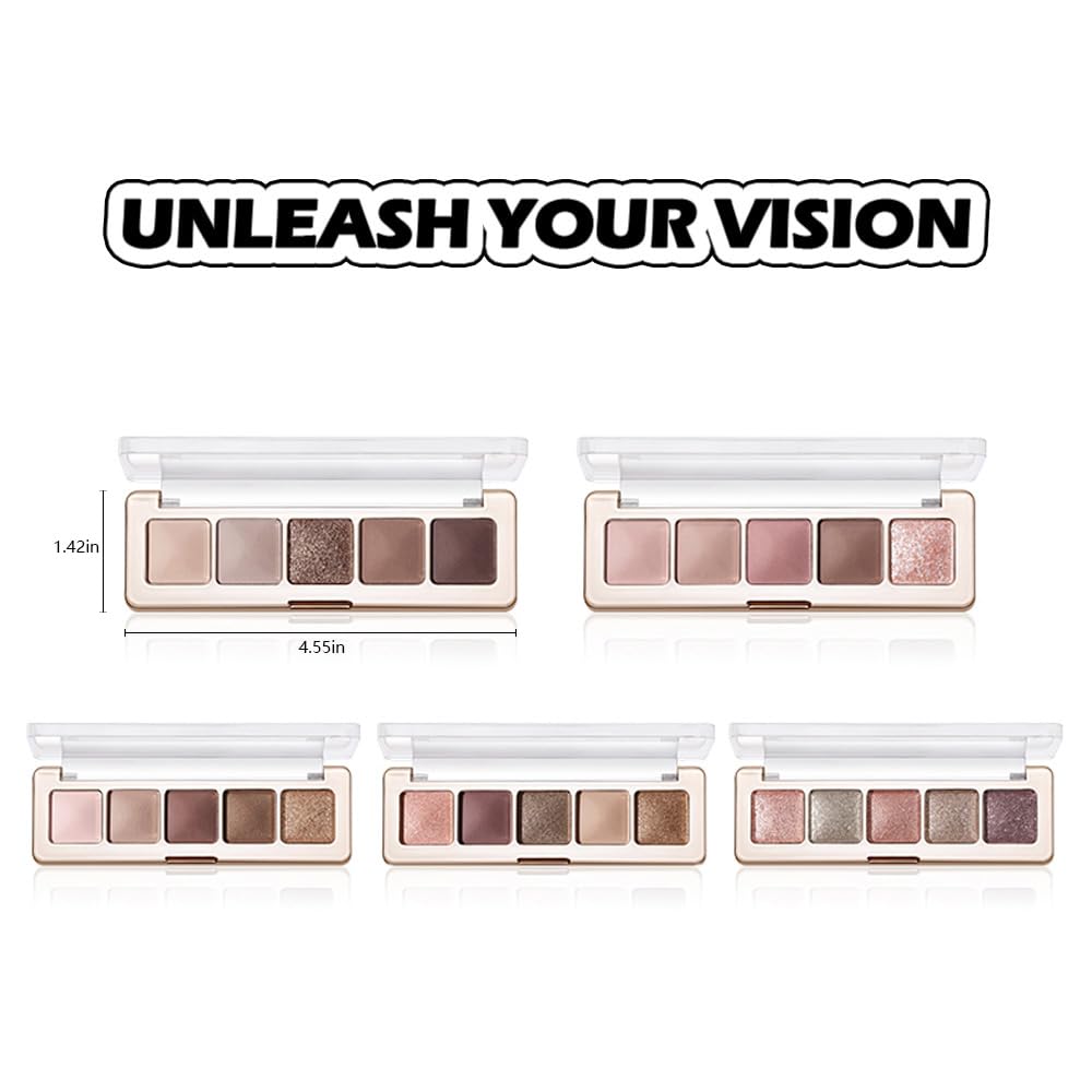 Rose Nude Eyeshadow Palette 5 Colors Pink Brown Matte and Rose Gold Shimmer Highly Pigmented Soft Glam Neutral Mauve Eyeshadow Long Lasting Blendable for Daily Natural Makeup, 2#