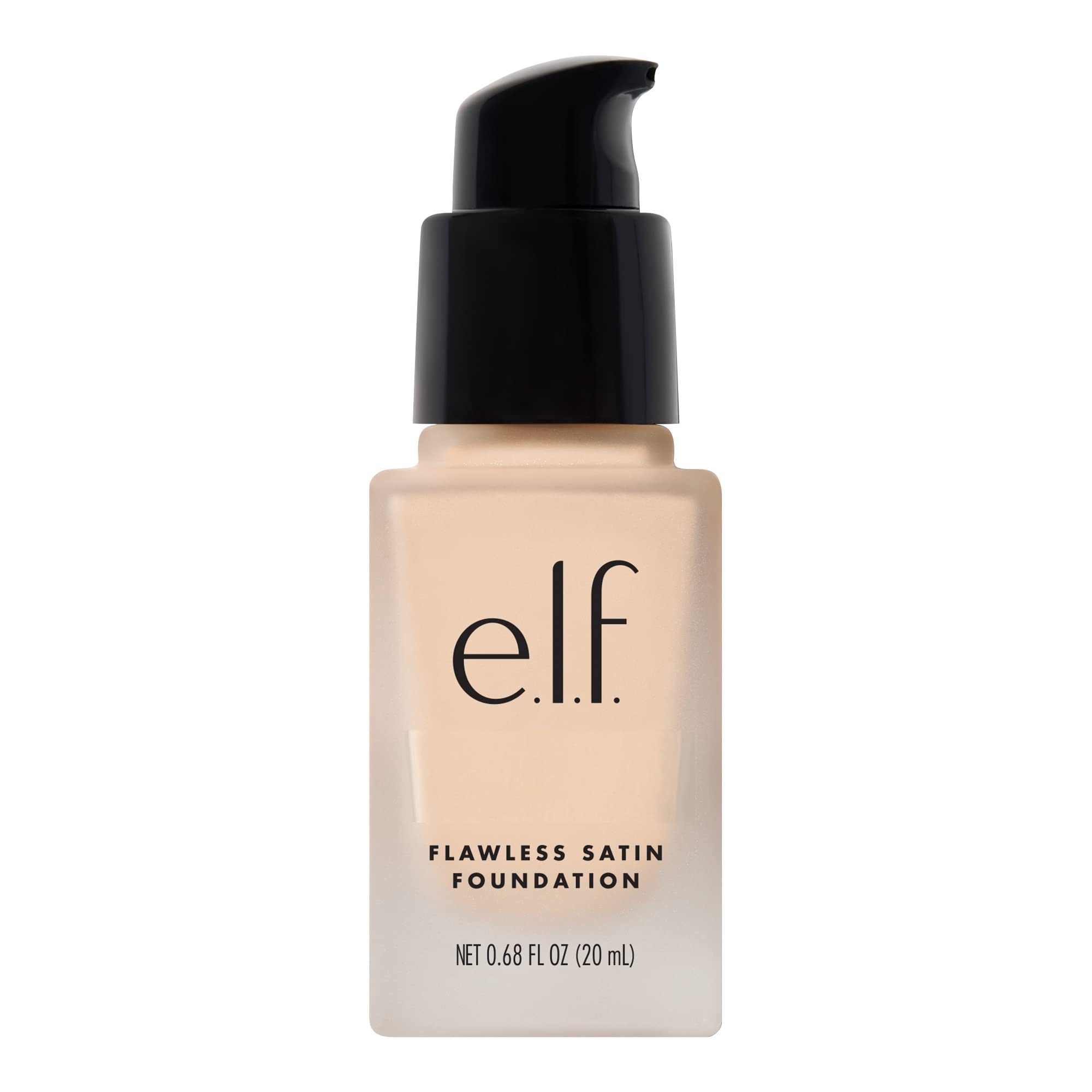 e.l.f. Flawless Satin Foundation, Lightweight & Medium Coverage, Semi-Matte Finish, Vegan & Cruelty-Free, Snow, 0.68 Fl Oz (20mL)
