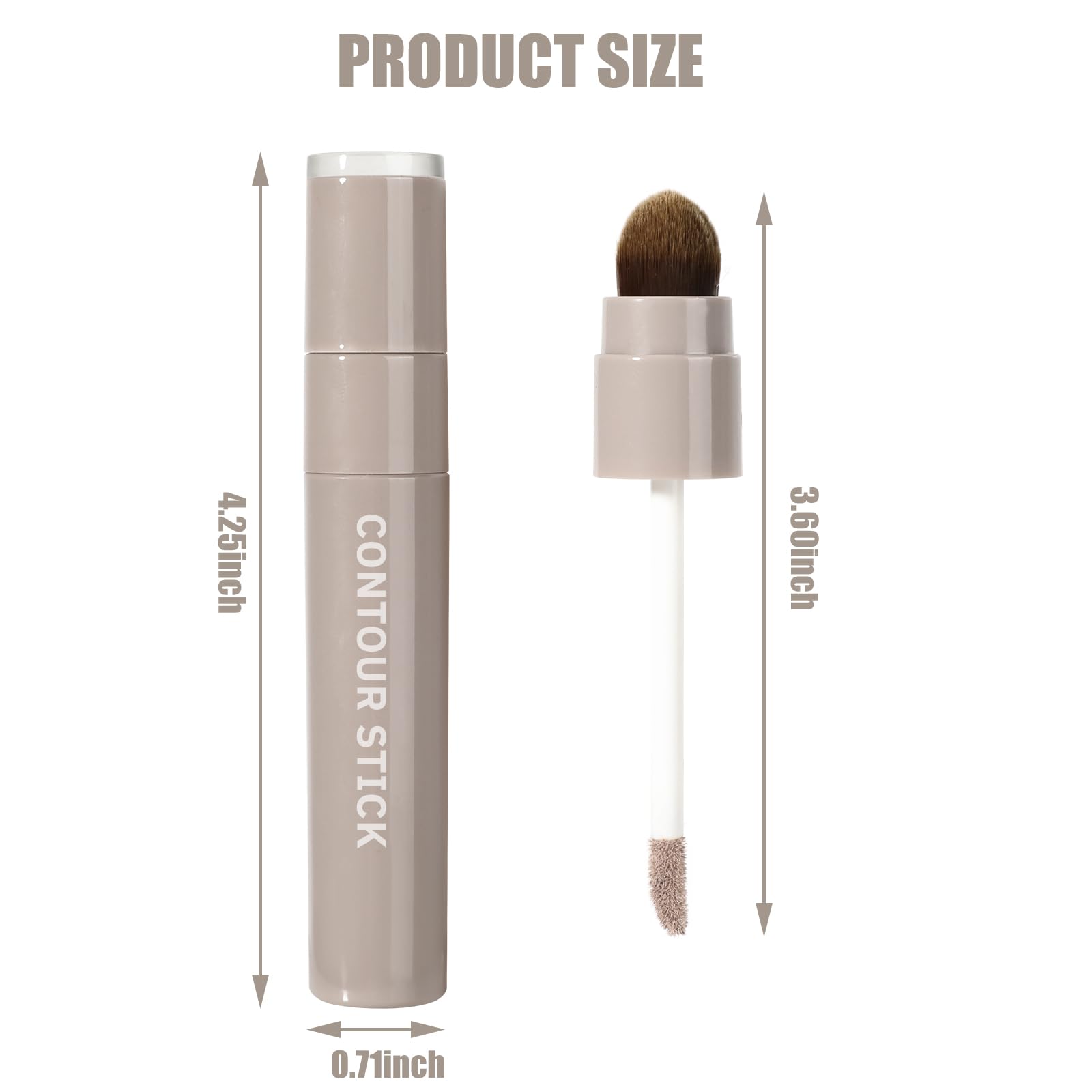 Cool Toned Liquid Contour Stick with Brush, Cool Grey Brown Cream Contour Bronzer Makeup Stick for Long Lasting Blendable Matte Face Nose-Contour Makeup, Contorno Maquillaje (#01)