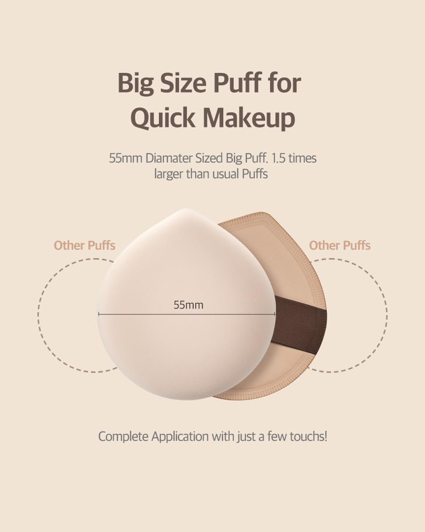 STUDIO17 Pang Pang Makeup Powder Puff 1 Pc | Big Makeup Sponge for Foundation | Fluffy Cushion Puff Blender With Latex | Korean Makeup Puff for Foundation and Powder | 2.2In Diamater