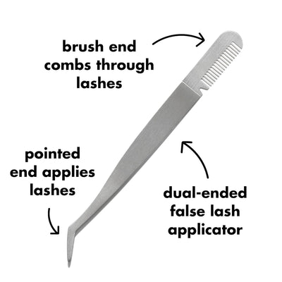 e.l.f. False Eyelash Applicator, Dual-Ended Tool Featuring Tweezers & Comb For Easily Applying False Lashes, Stainless Steel, Vegan & Cruelty-Free