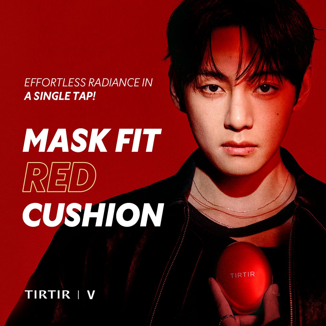TIRTIR Mask Fit Red Cushion Foundation | Full coverage, Weightless, Skin fit, Satin Glow Finish, Korean Makeup BB Foundation, beauty, Tattoo cover up, Buildable (#23N Sand, 0.63 Fl Oz)