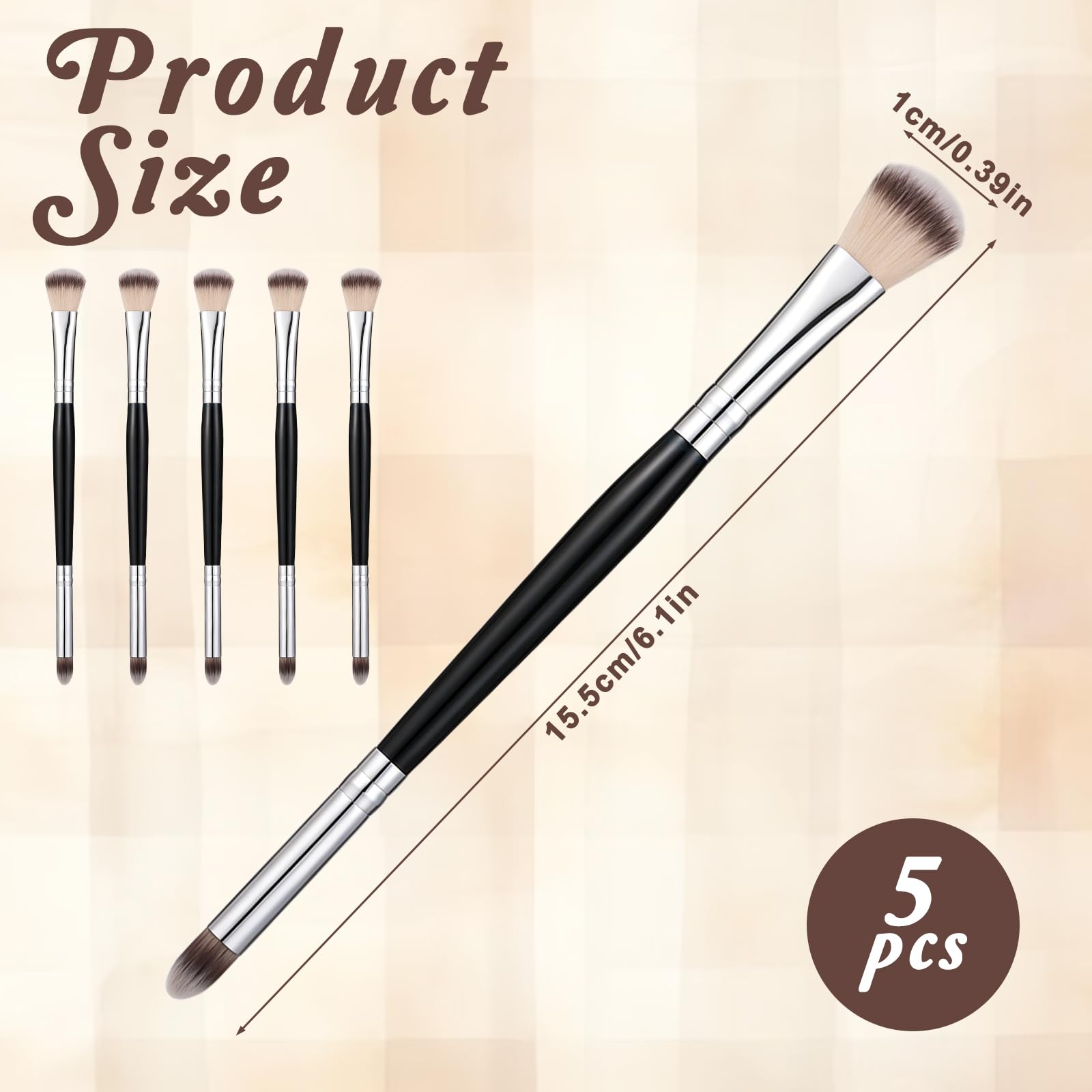 HJZHII 5 Pcs Eyeshadow Brush, Eye Makeup Brush Double Ended Eyeshadow Blending Brushes 2 in 1 Professional Blending Brushes for Concealer Eyebrows Eyeliner Makeup Tool