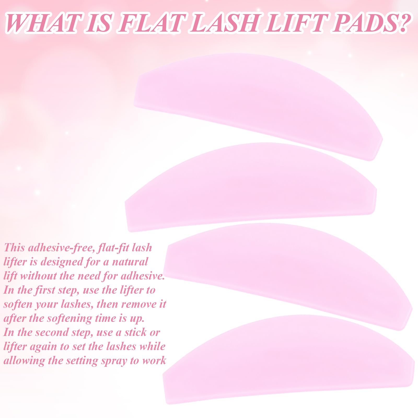 8Pcs Lash Lift Shields Flat, 1mm Thin Korean Lash Lift Pad for Eyelash Straightening and Lifting Super Sticky Glueless Reusable Silicone Lashes Rod with 1000pcs Papers for Eyelash Lamination Salon Use