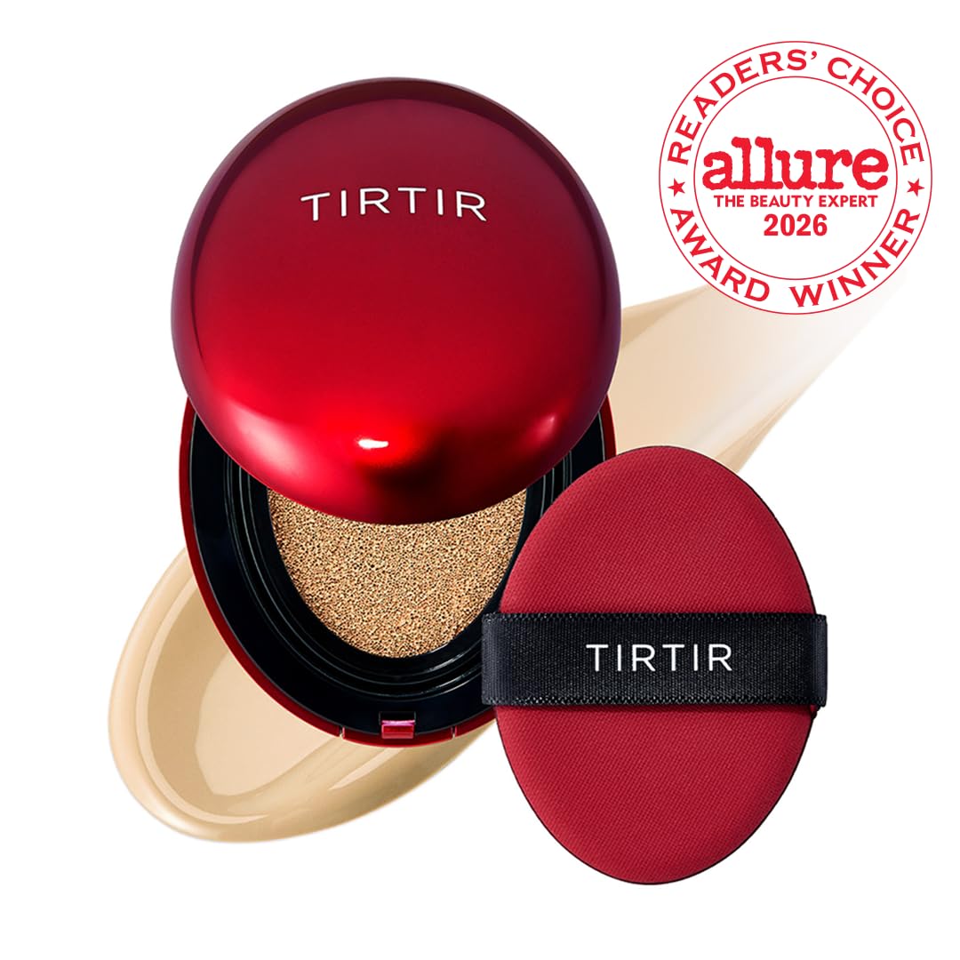 TIRTIR Mask Fit Red Cushion Foundation | Full coverage, Weightless, Skin fit, Satin Glow Finish, Korean Makeup BB Foundation, beauty, Tattoo cover up, Buildable (#24W Soft Beige, 0.63 Fl Oz)