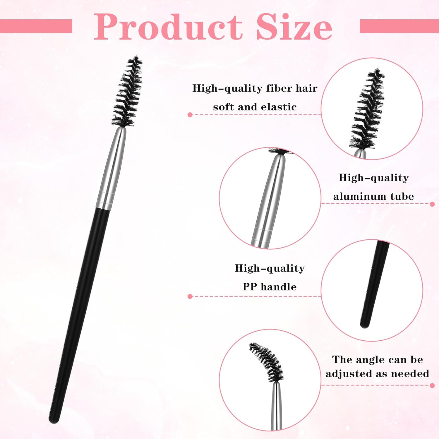 6 Pack Eyelash Brush Eyebrow Spoolie Reusable Mascara Brush Wands Black Portable Eye Brushes Makeup Lash Spoolies Set for Eyelash Extension Makeup Lifting Eyebrow