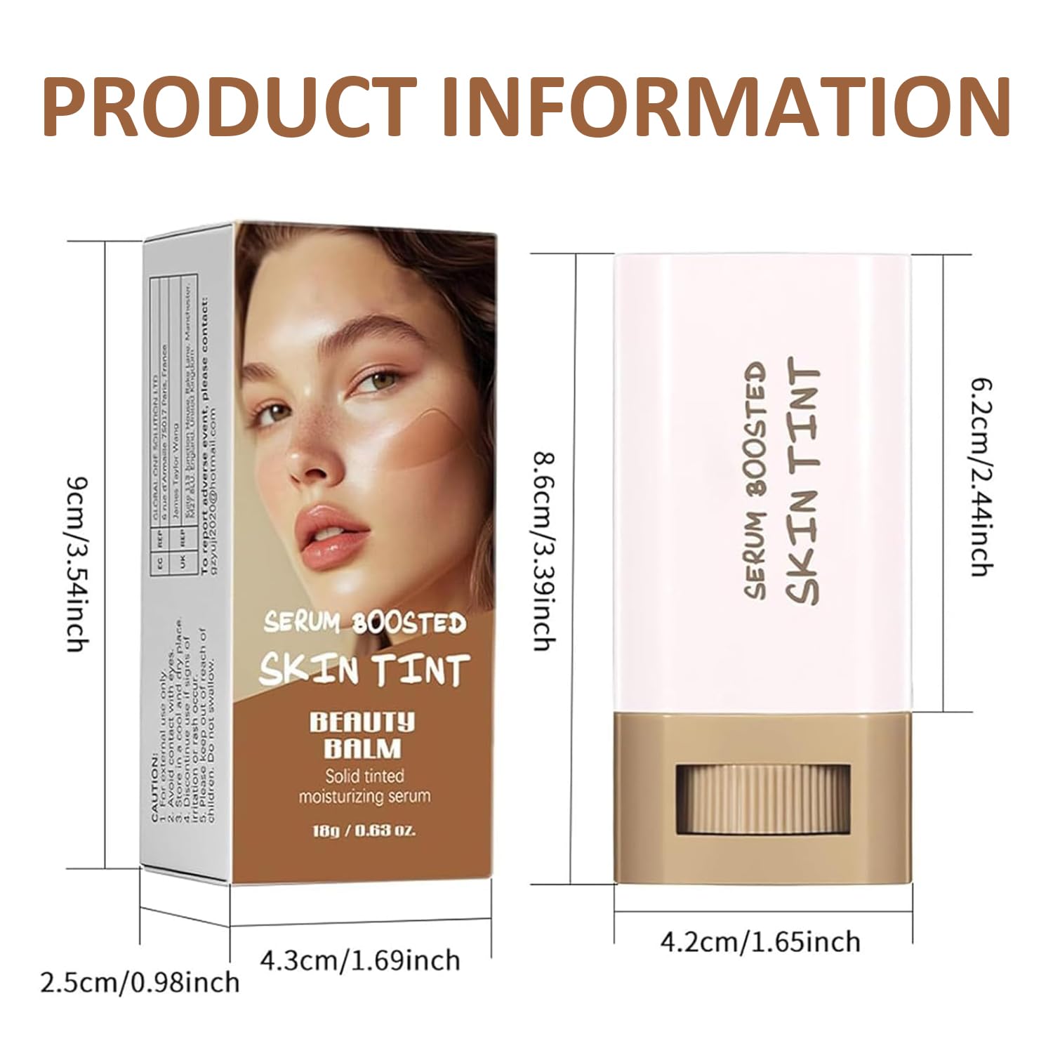 Beauty Balm Serum Boosted Skin Tint, Foundation Stick, Tinted Moisturizer, Concealer Stick for Foundation Makeup, Full Coverage Foundation, Contour Sticks for Face Makeup, Radiant & Dewy Finish (#03)