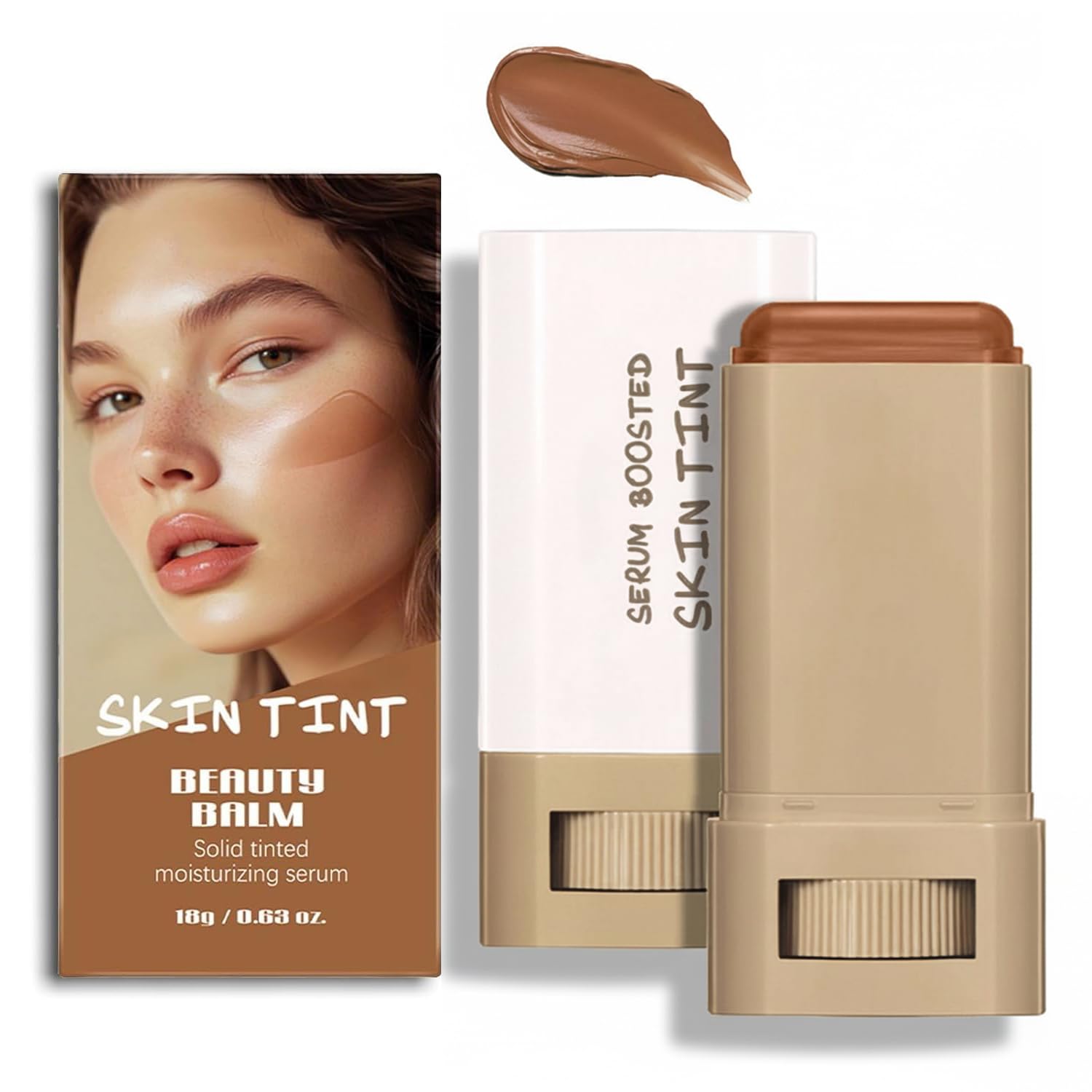 Beauty Balm Serum Boosted Skin Tint, Foundation Stick, Tinted Moisturizer, Concealer Stick for Foundation Makeup, Full Coverage Foundation, Contour Sticks for Face Makeup, Radiant & Dewy Finish (#03)