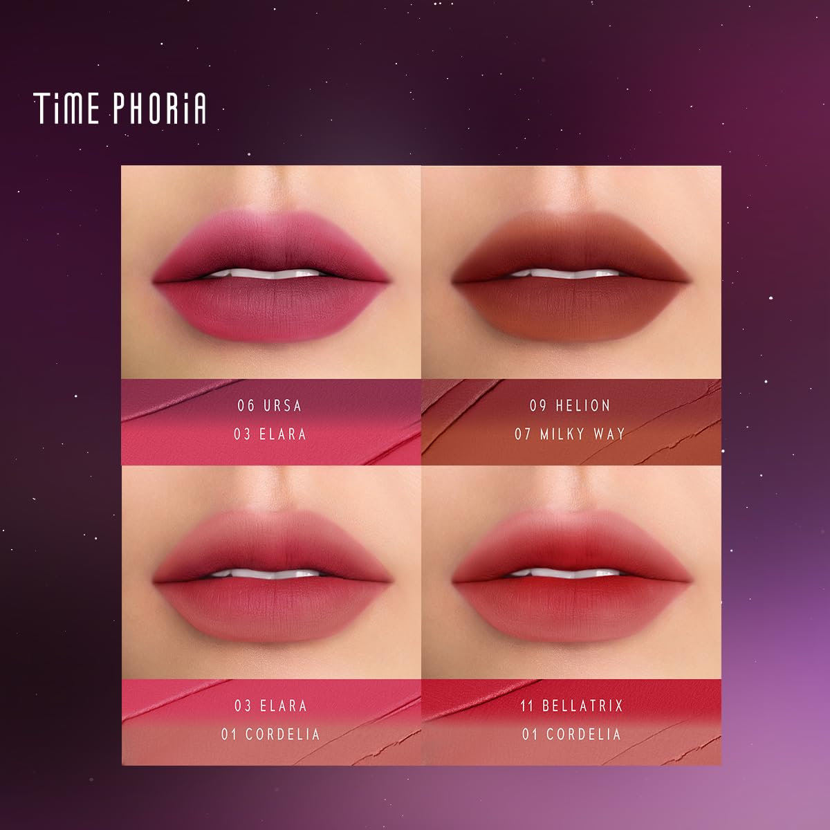 TIMEPHORIA Nebula Velvet Lip Cream, Deep Berry Red Velvet Matte Finish Lip Stain Tint, Lightweight Cream Texture, Blurs Lip Lines, High Pigment Transferproof Long-Lasting Liquid Lipstick 09 Helion