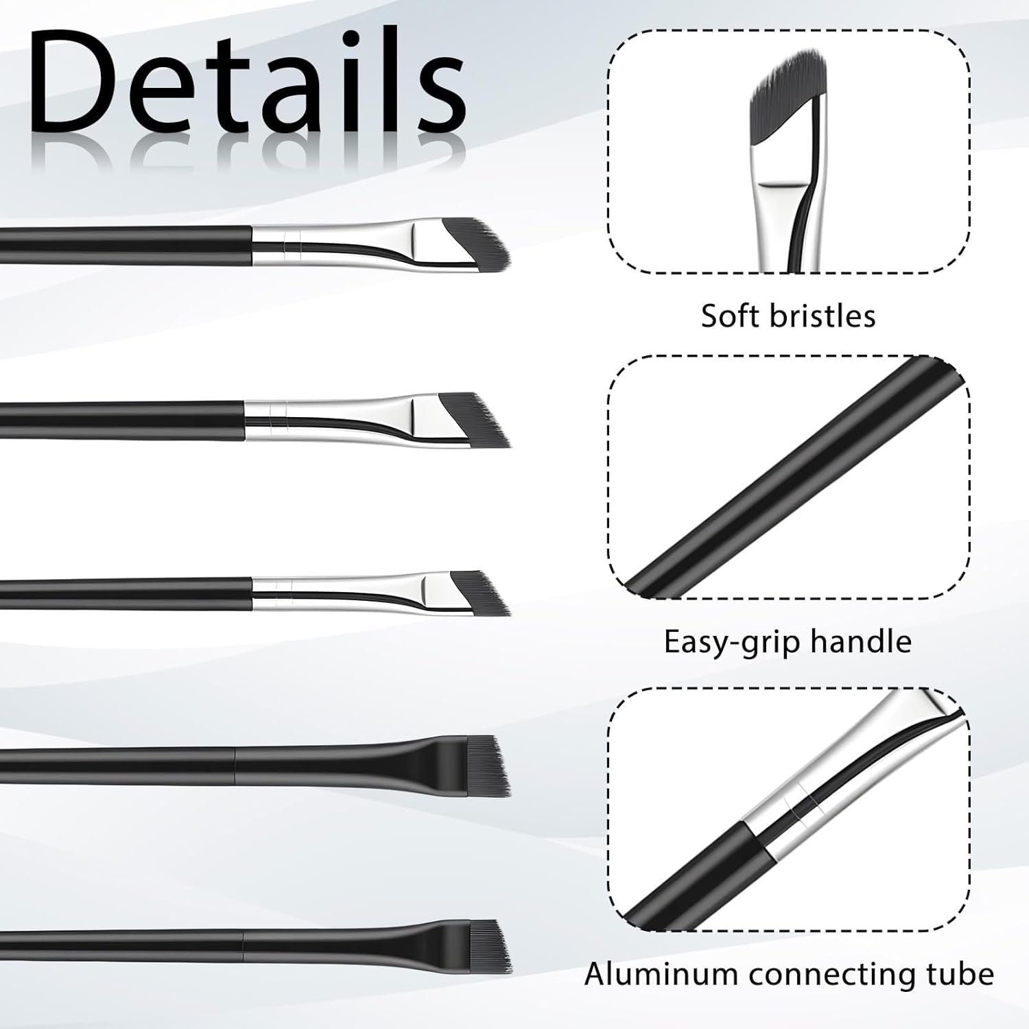 5 Pcs Eyeliner Brush Set, Fine Angled Makeup Brushes Ultra Thin Flat Eyeliner Concealer Brushes Eyebrow Angled Brush Beauty Cosmetic Tool Precision Makeup Application for Eye liner Eye brow