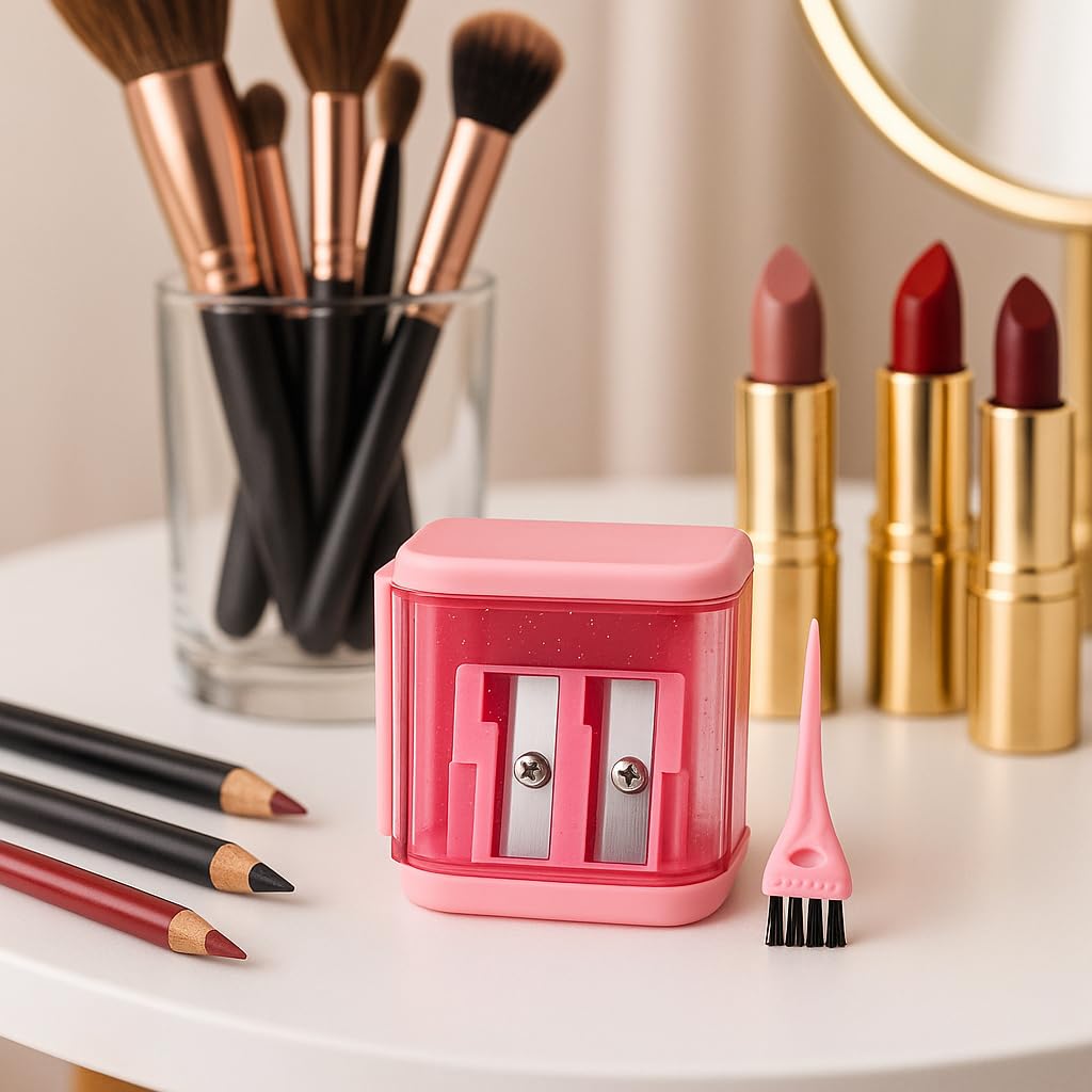 Eyeliner Pencil Sharpener for Eyes and Lip Liner Makeup Large Brow Pencils Small Angled Wing Tip Real Beginners Techniques Eye Shadow Lines Gel Eyebrow Pomade Black Liquid Waterproof Vertex Stencil