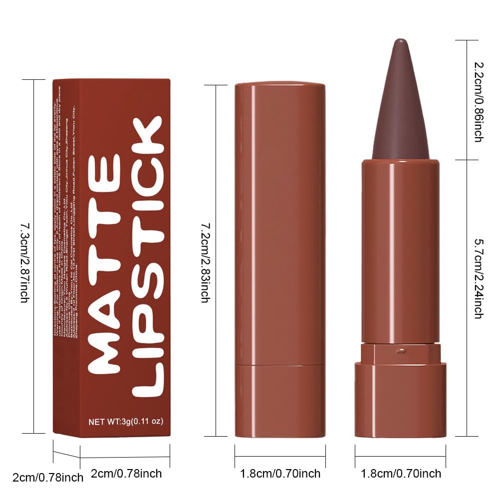 BINGBRUSH 2-in-1 Gradient Dark Brown Lip Liner & Lipstick Combo,Matte Longwear Waterproof Lip Pencil with Cone Tip,Smudge Proof Crayon for Flawless Ombre Contour,Women's Long Lasting Makeup Set