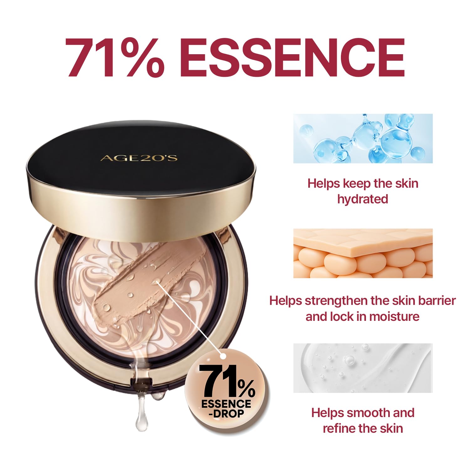 [MINI SIZE] AGE20'S Signature Essence Pact | 21N | Vegan Korean Cushion Foundation | Pack of 1 | Cream Foundation, Dewy & Glow Finish, Natural Coverage, SPF 50+ | 0.14 oz